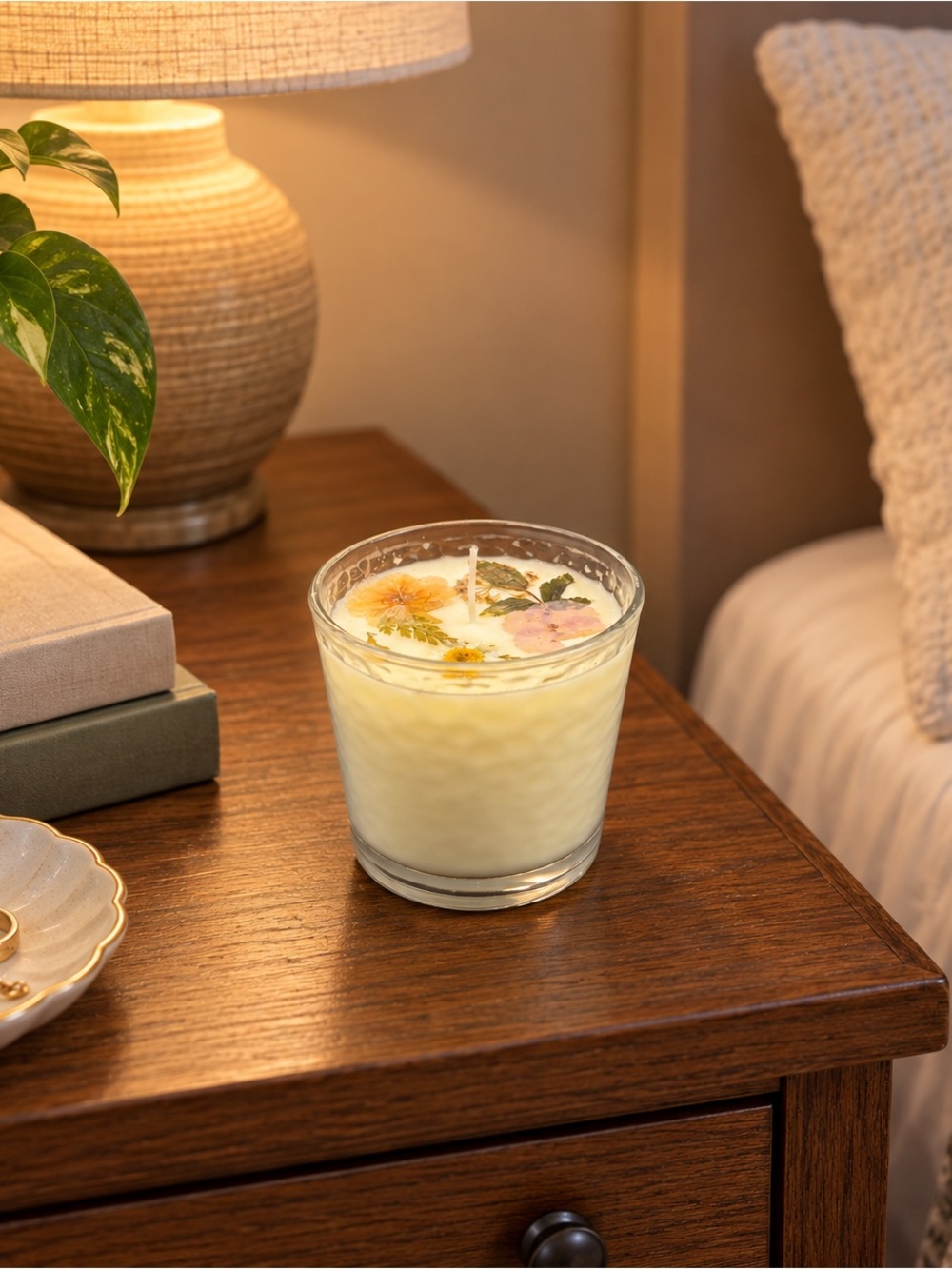 Cream Floral-Top Decorative Candle - Home Accents